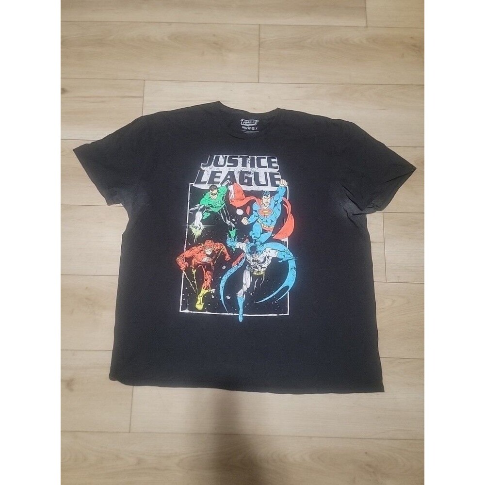 DC Comic Justice League Superman Batman Flash Green Lantern Black T Shirt 2xl
